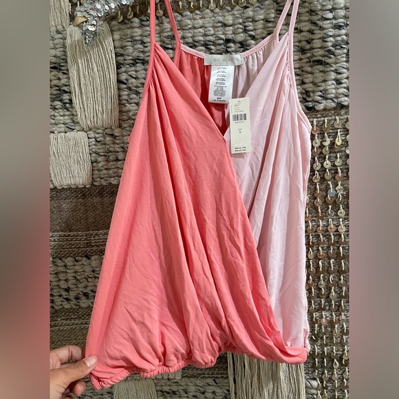 💗 NWT Eri & Ali Anthropologie pink color block surplice tank sz S - Picture 3 of 5